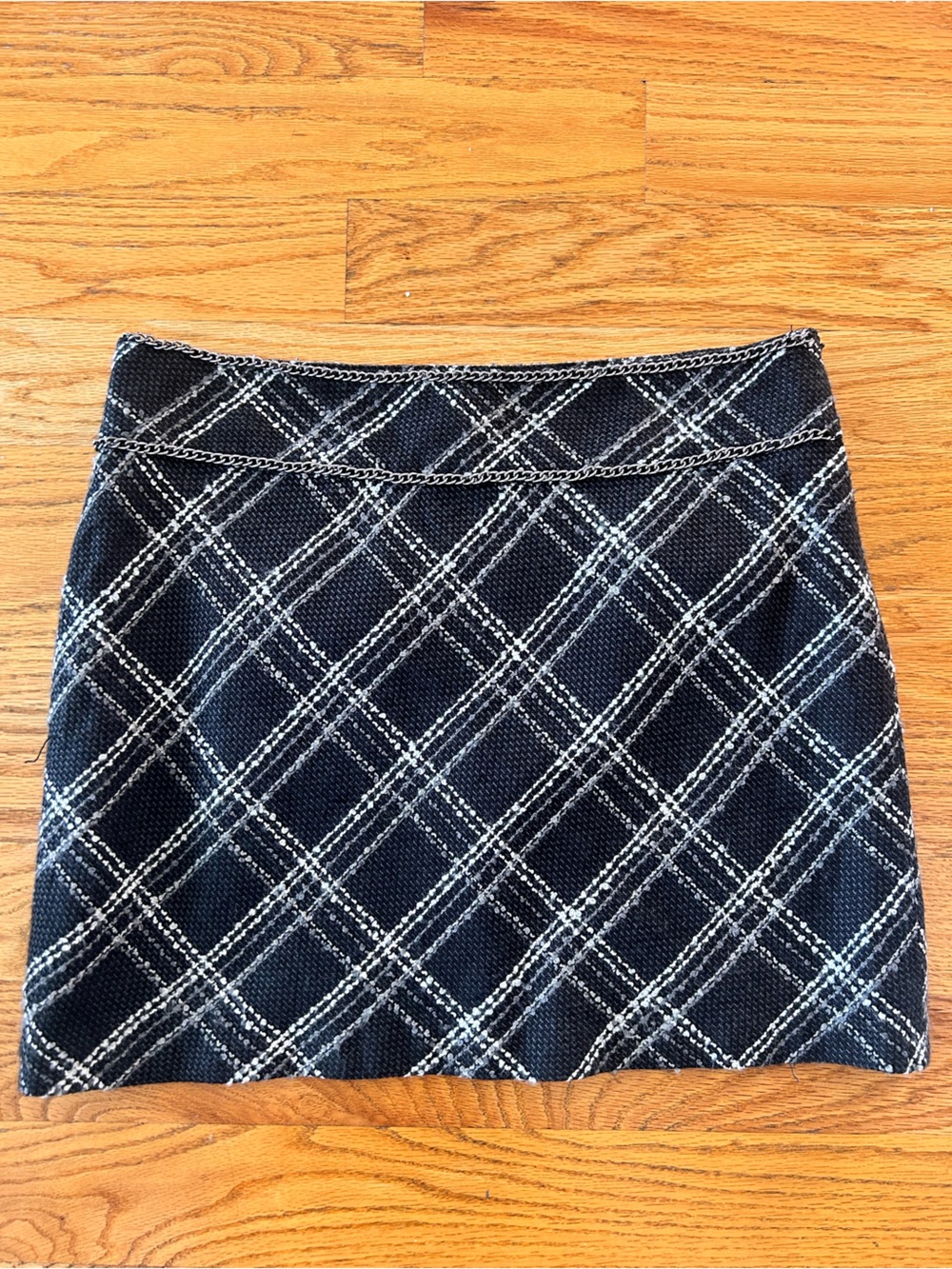 The Limited Black and White Plaid Tweed Woven Pencil Skirt